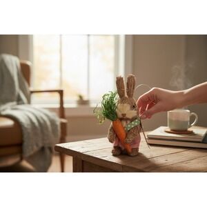 Marshalls Sisal Bunny Figurine Easter Decor Small Brown Pink New With Tags